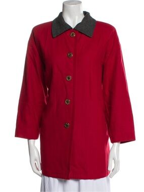 Vintage Givenchy Life Red Coat Gold Button Jacket Boxy Cropped Sleeve Pockets